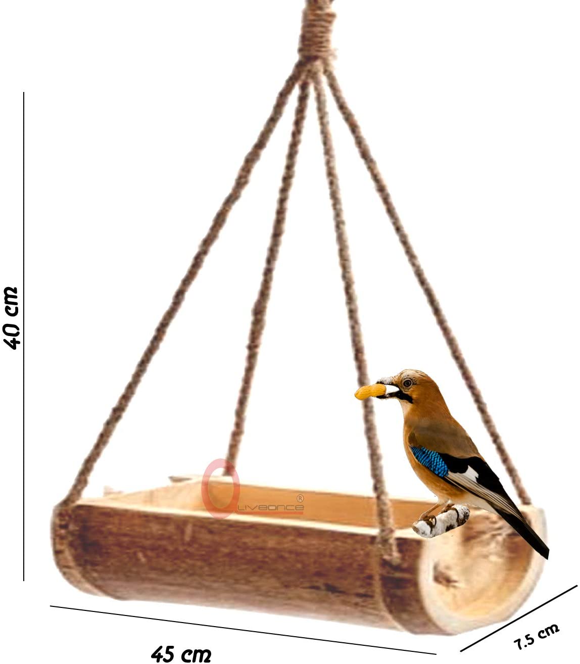 Bamboo Open Birds Feeder hanging for Balcony
